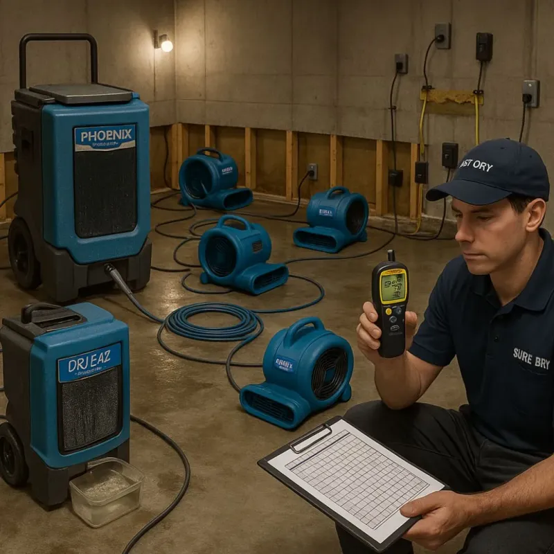Structural Drying and Dehumidification process in Layhill, MD